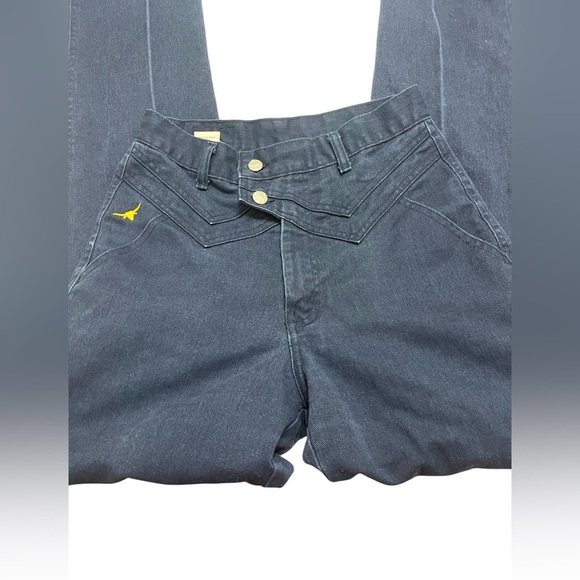 Vtg Jewell's Classic Bottoms Dark Blue V Front Hi Waisted Bareback Western Jeans - Picture 2 of 8